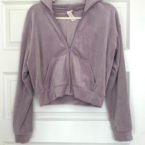 H&M lilac velour Zip-Up Jacket